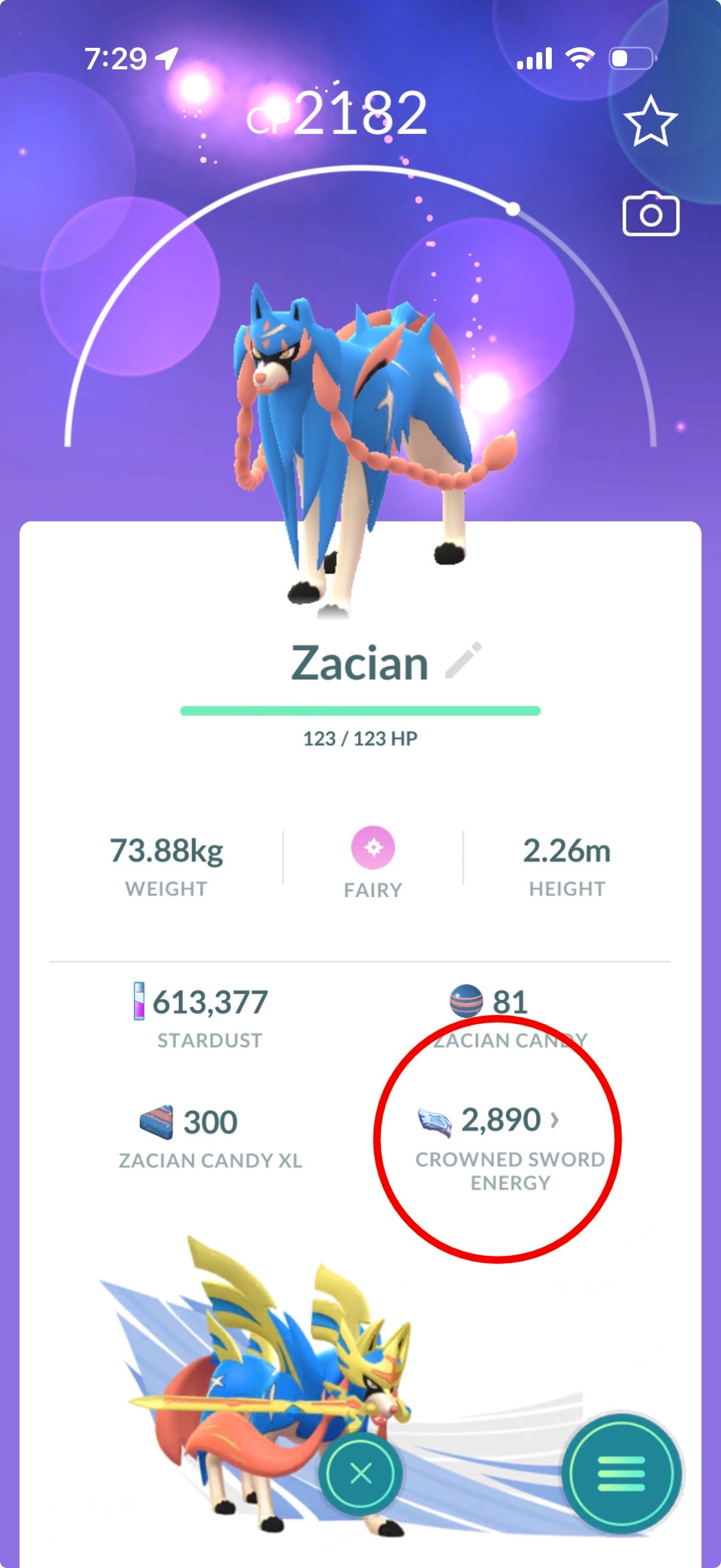 10YearsOfPoGO account (56 Shiny/Legendary + 2 Shiny Crown Zacian +2900 Crown Energy)