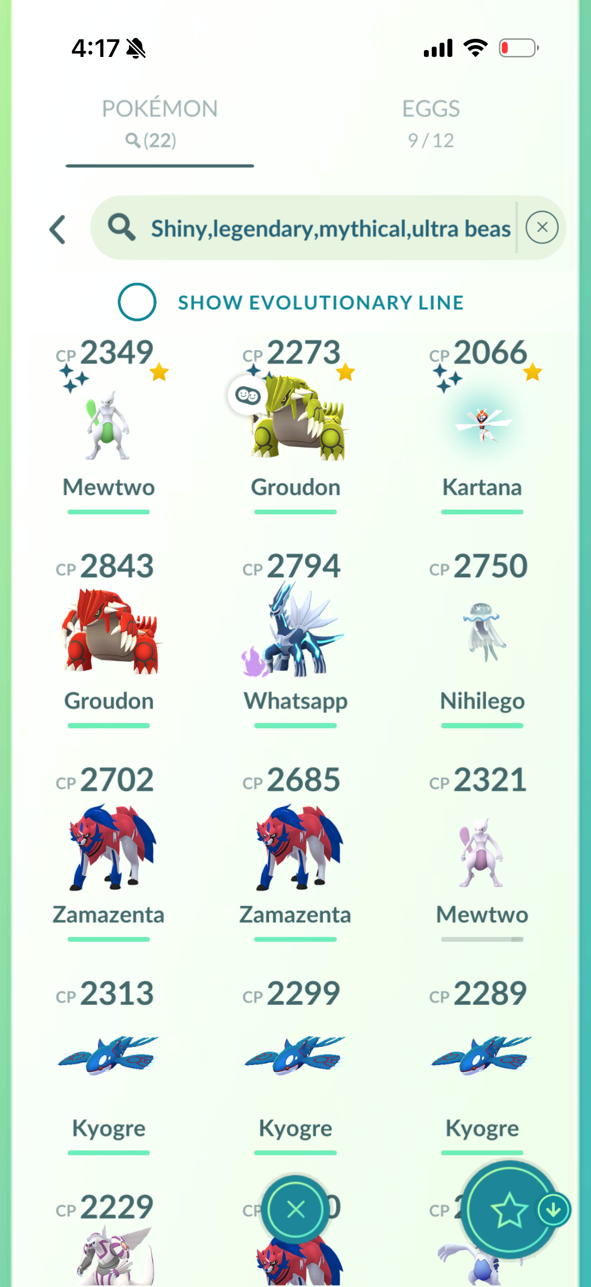 GroudonKartana account (22 Shiny/Legendary)