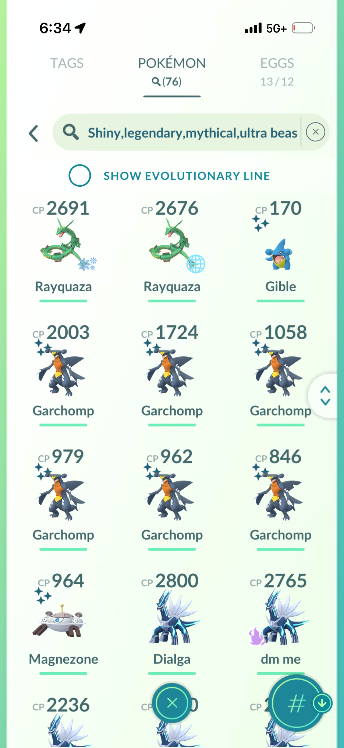 PSGMoneyline account 76 Shiny/Legendary & 1.8M Stardust