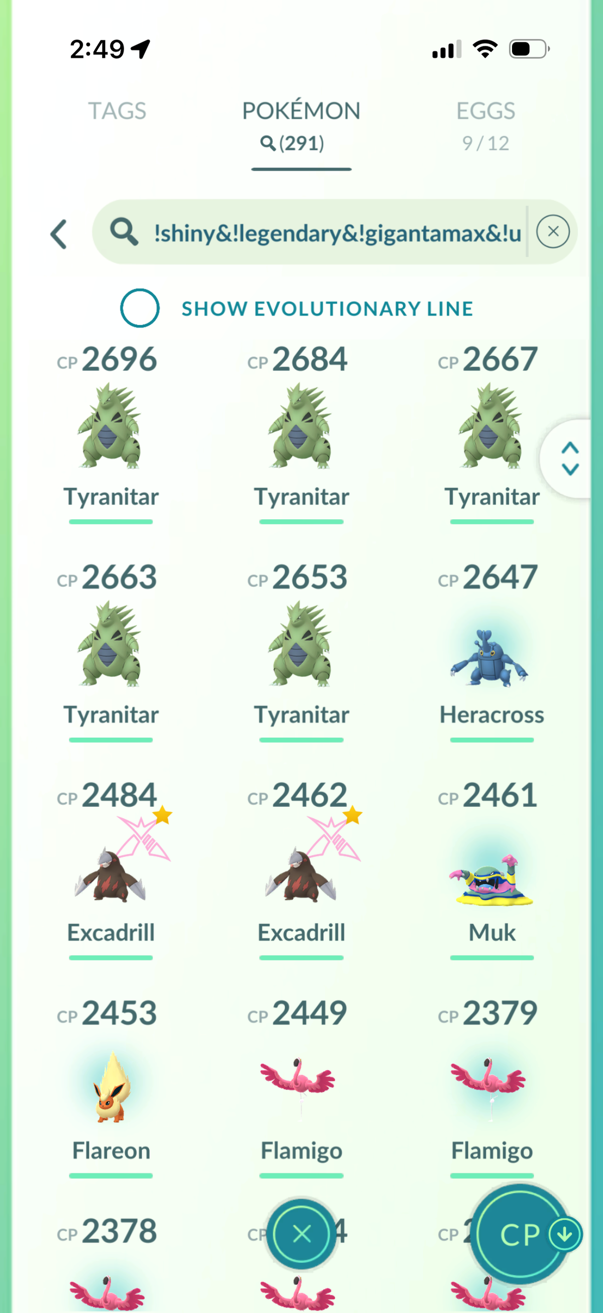 GTPGible account (72 Legendary/Shiny & 1.1m Stardust