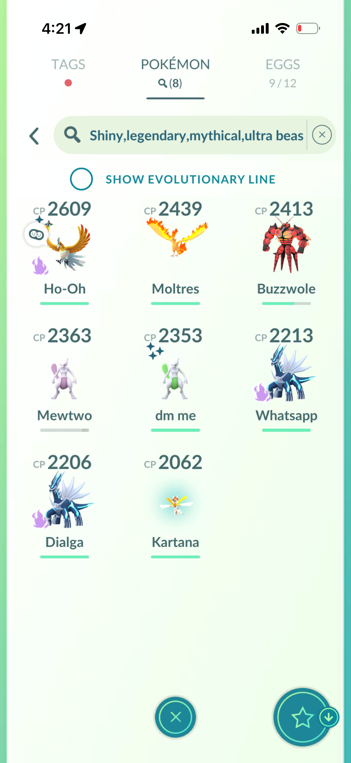 HoOhMewtwo account (8 Shiny/Legendary)