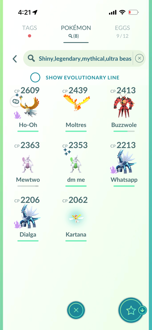 HoOhMewtwo account (8 Shiny/Legendary)