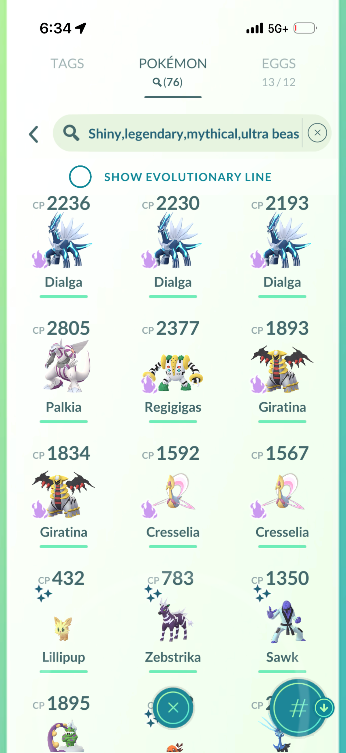 PSGMoneyline account 76 Shiny/Legendary & 1.8M Stardust