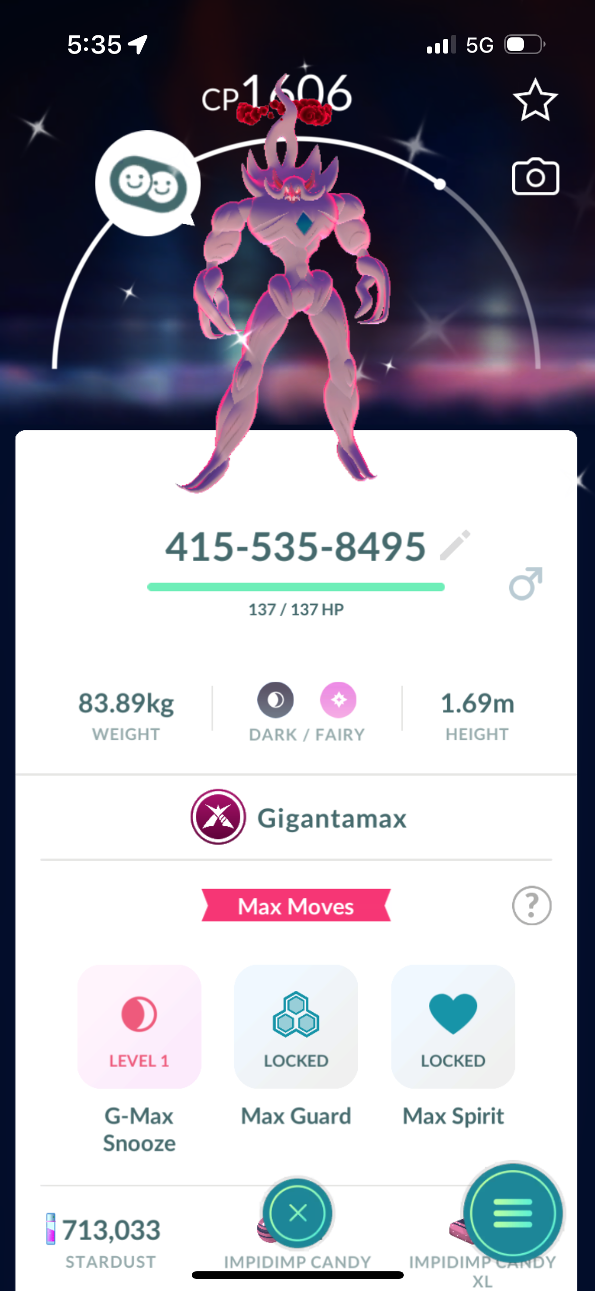ShinyGrimmsnarl account (42 Shiny/Legendary/Gigantamax)