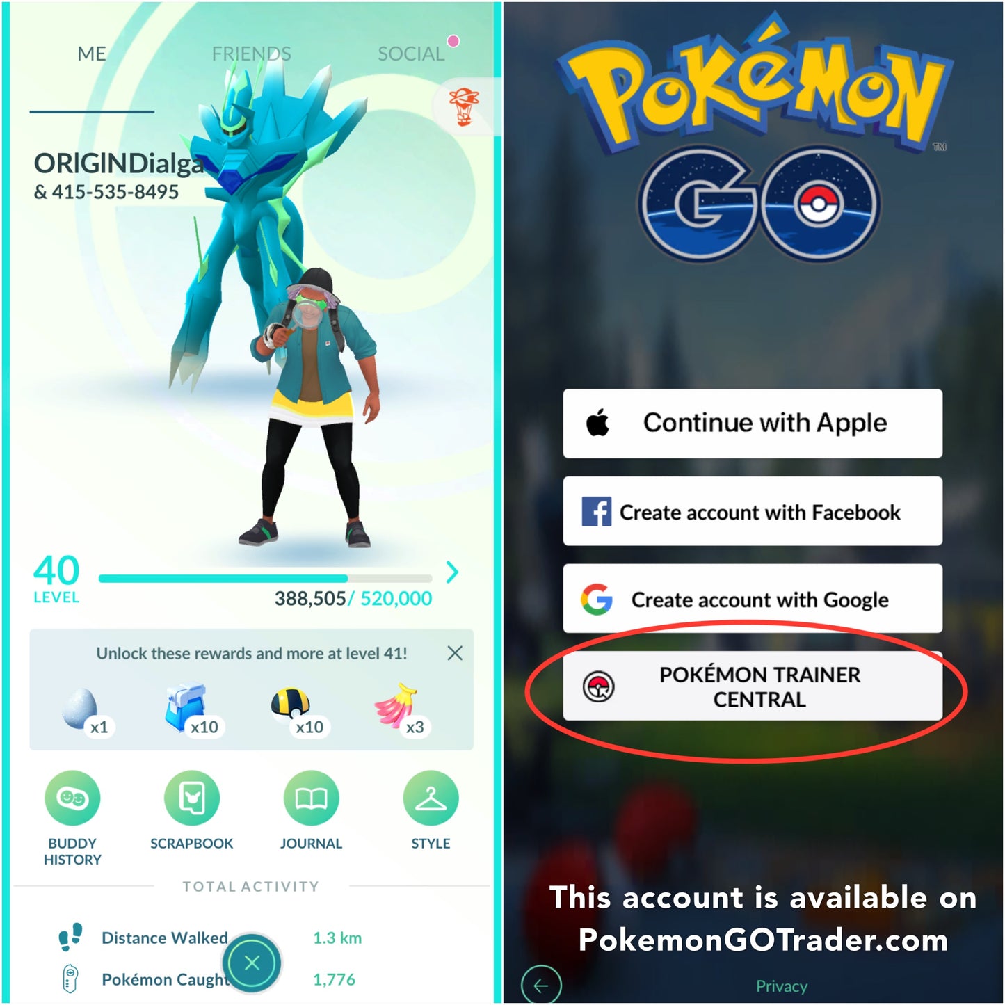 Origin Dialga & Palkia trade or account