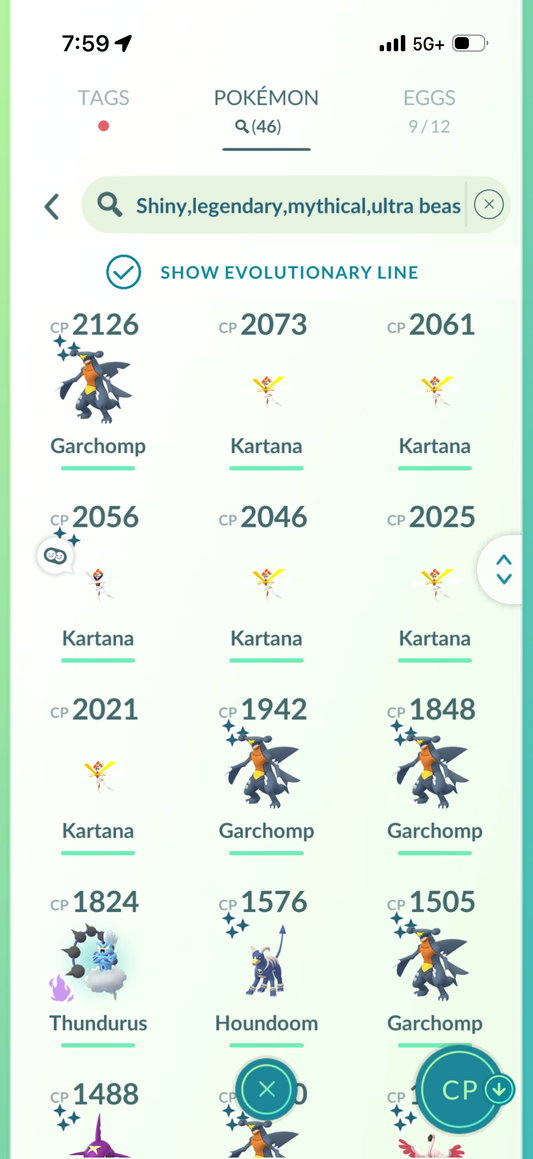 KartanaMini account 46 Shiny/Legendary and 704k Stardust