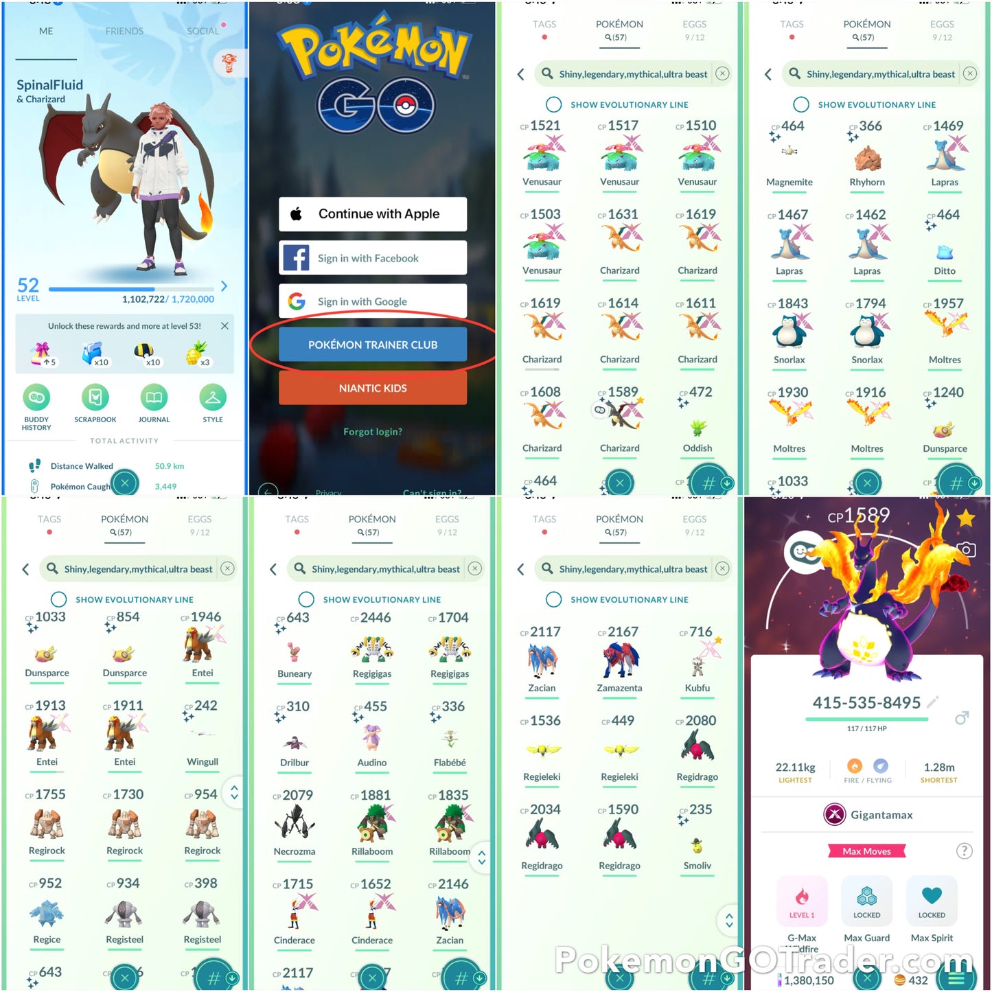 SpinalFluid account (57 Shiny/Legendary/Gigantamax)