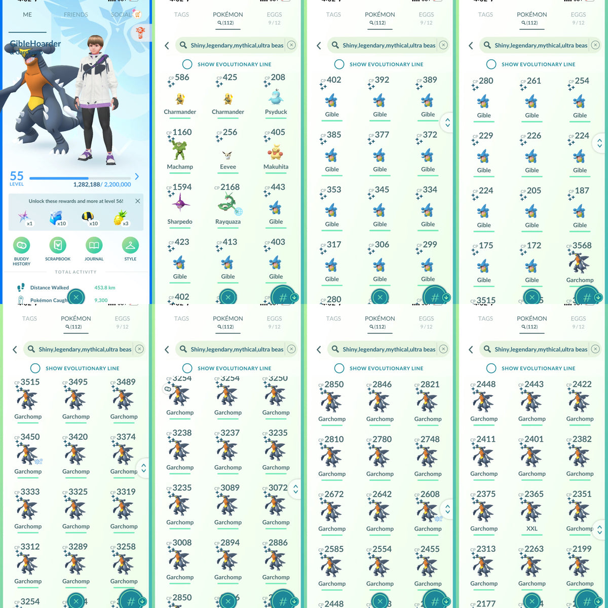GibleHoarder account 112 Shiny/Legendary & 1.5M Stardust