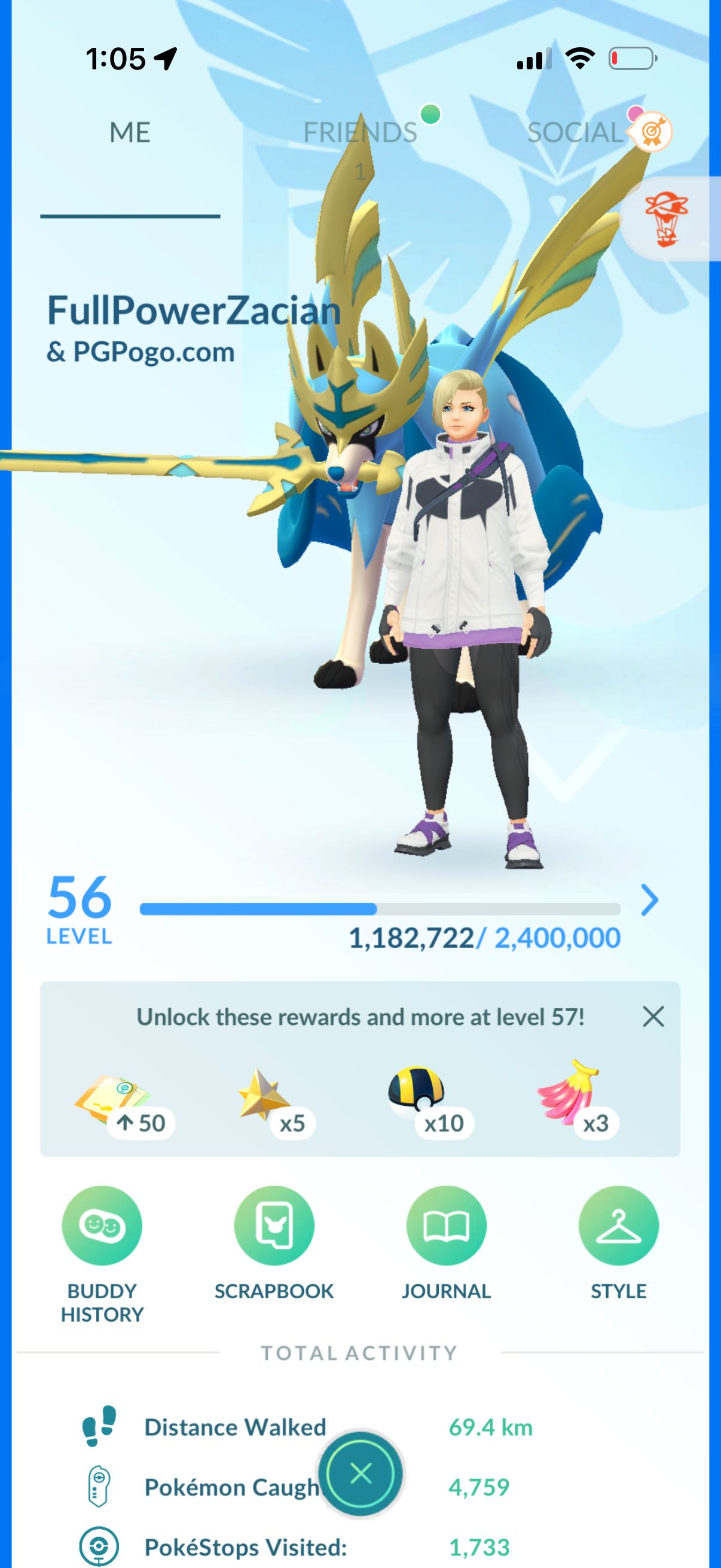 FullPowerZacian account (58 Shiny/Legendary)