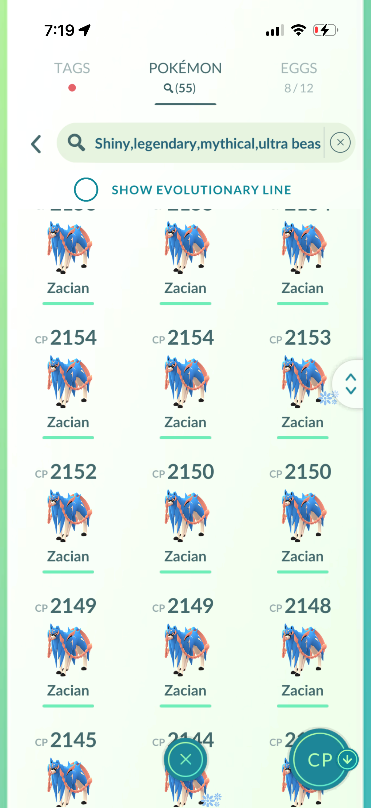 MaxedAndShiny account (55 Shiny/Legendary + 3800 Crown Energy)