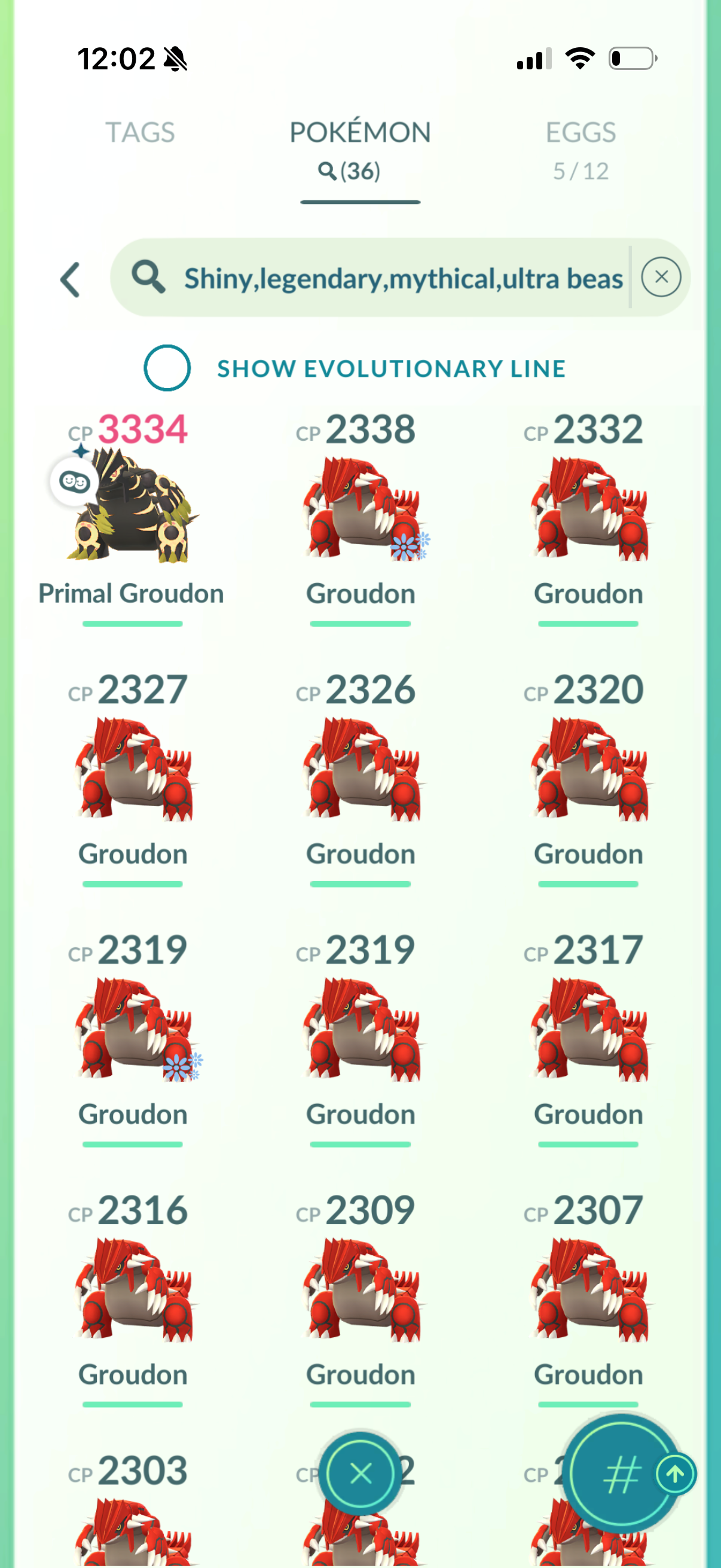 GTPGroudon (36 Shiny/Legendary 140k stardust)