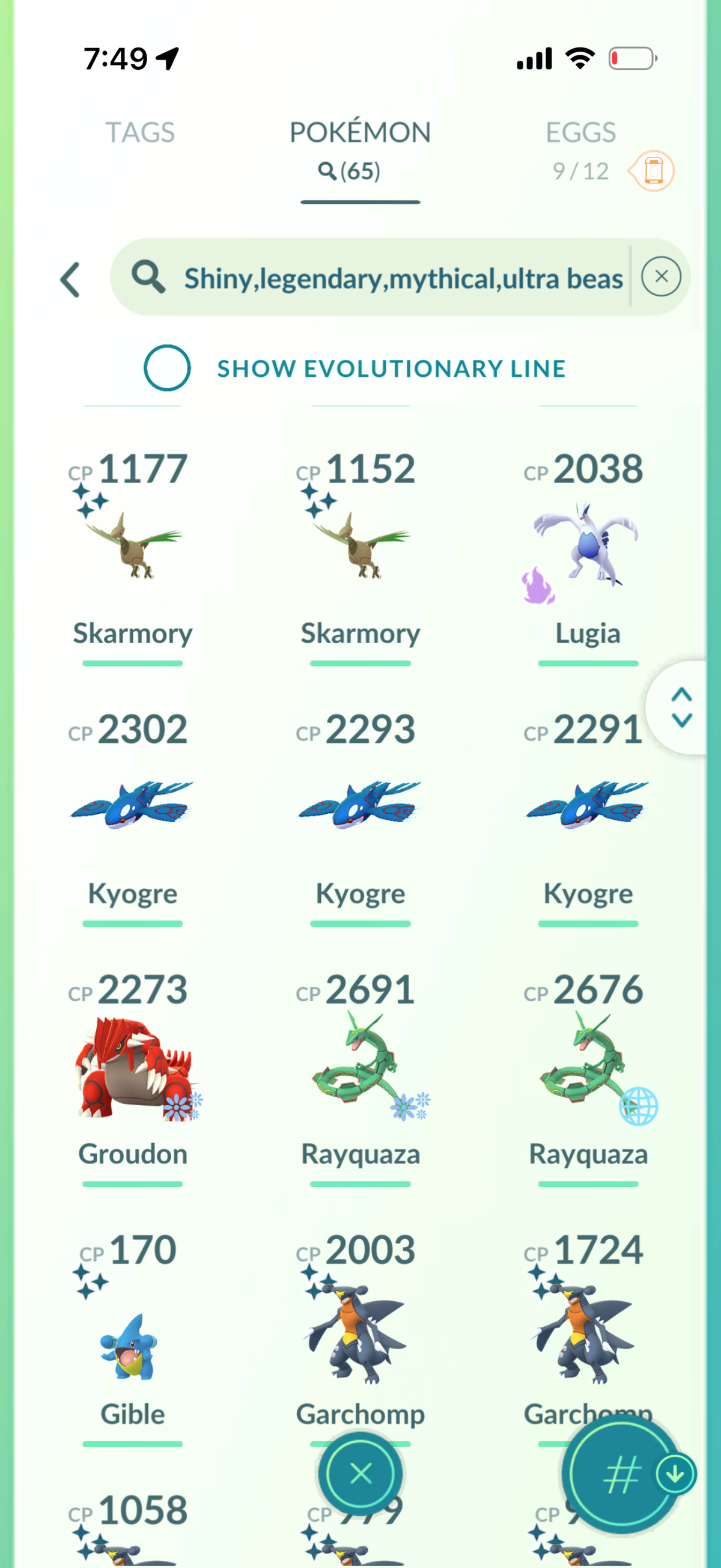 PSGMoneyline account 65 Shiny/Legendary & 1.2m Stardust