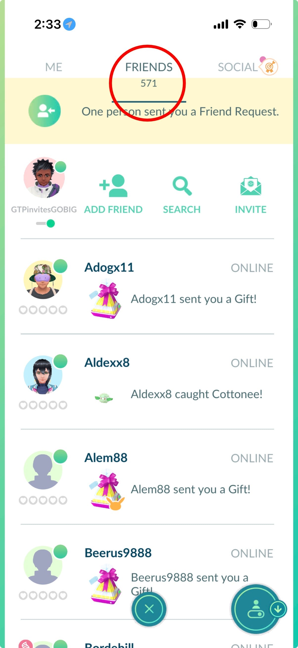 GTPInvitesGOBig account (34 Shiny/Legendary + 550 friends list)