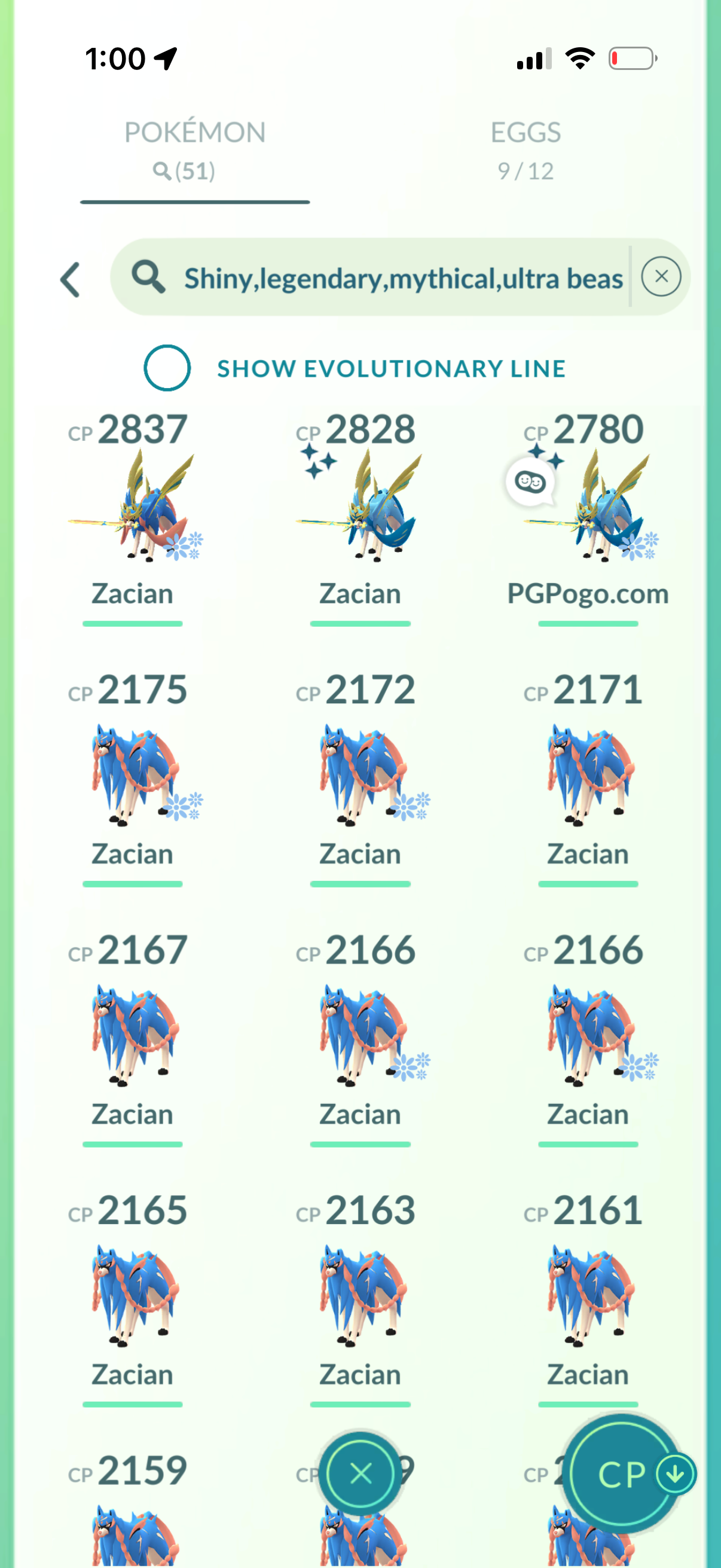AllTheGlory account (51 Shiny/Legendary)