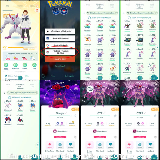 3ShinySnarls account (29 Shiny/Legendary/Gigantamax)