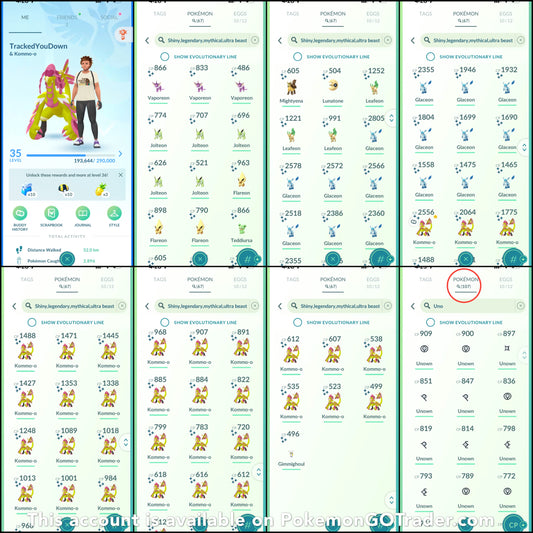 TrackedYouDown account (67 Shiny/107 Unown)