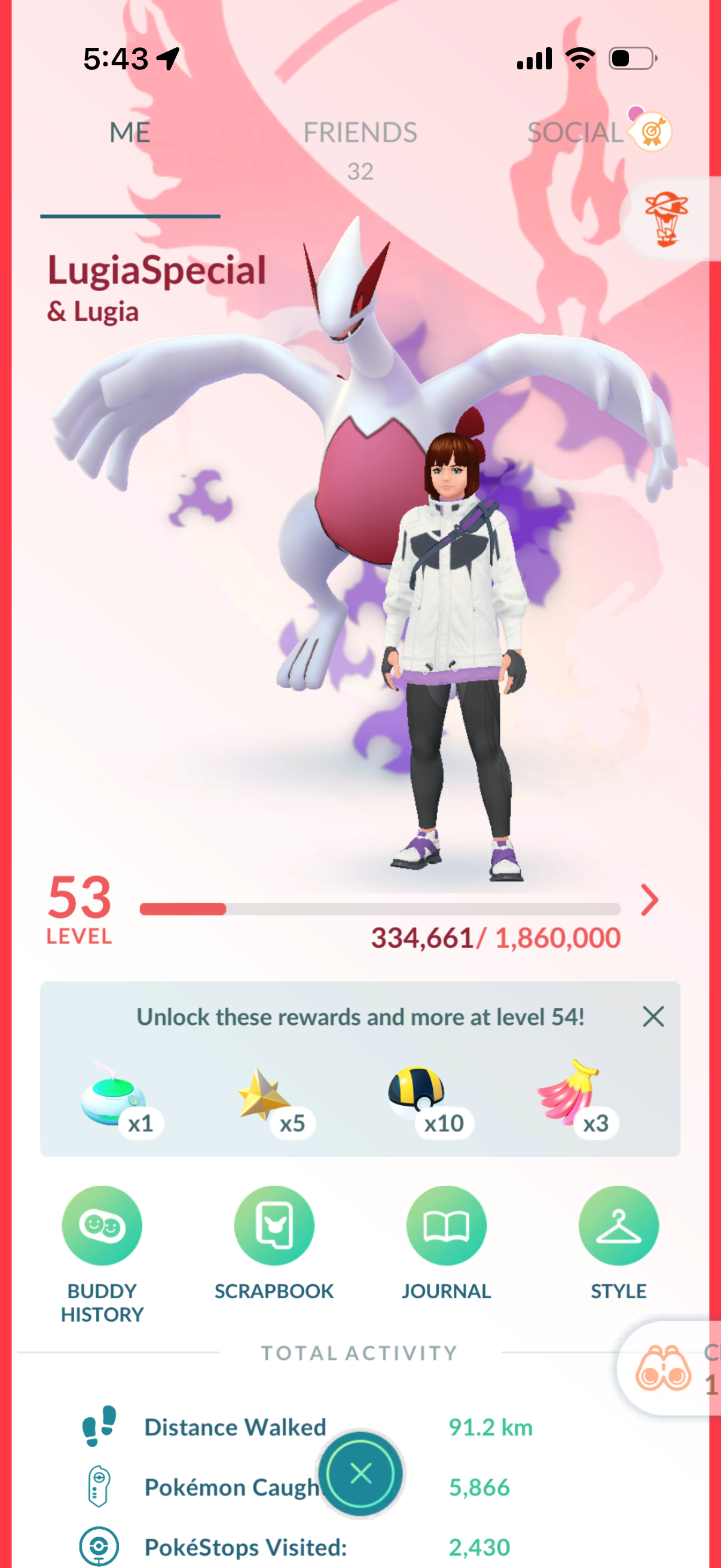 LugiaSpecial account (21 Shiny/Legendary & 1.2m Stardust)
