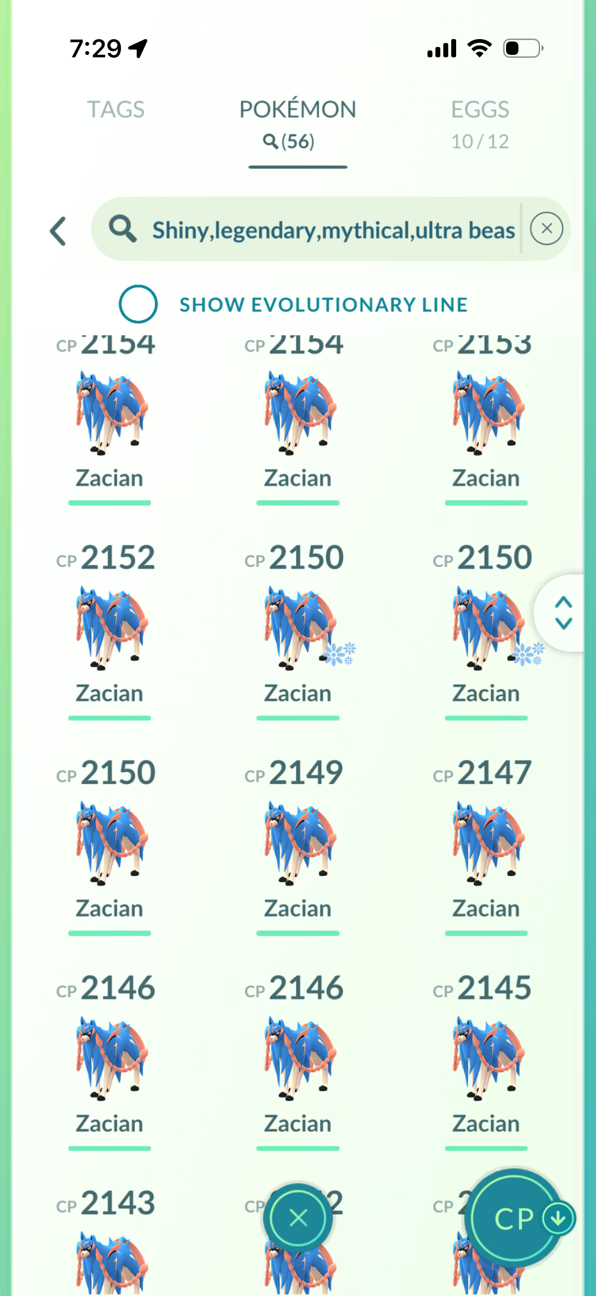10YearsOfPoGO account (56 Shiny/Legendary + 2 Shiny Crown Zacian +2900 Crown Energy)
