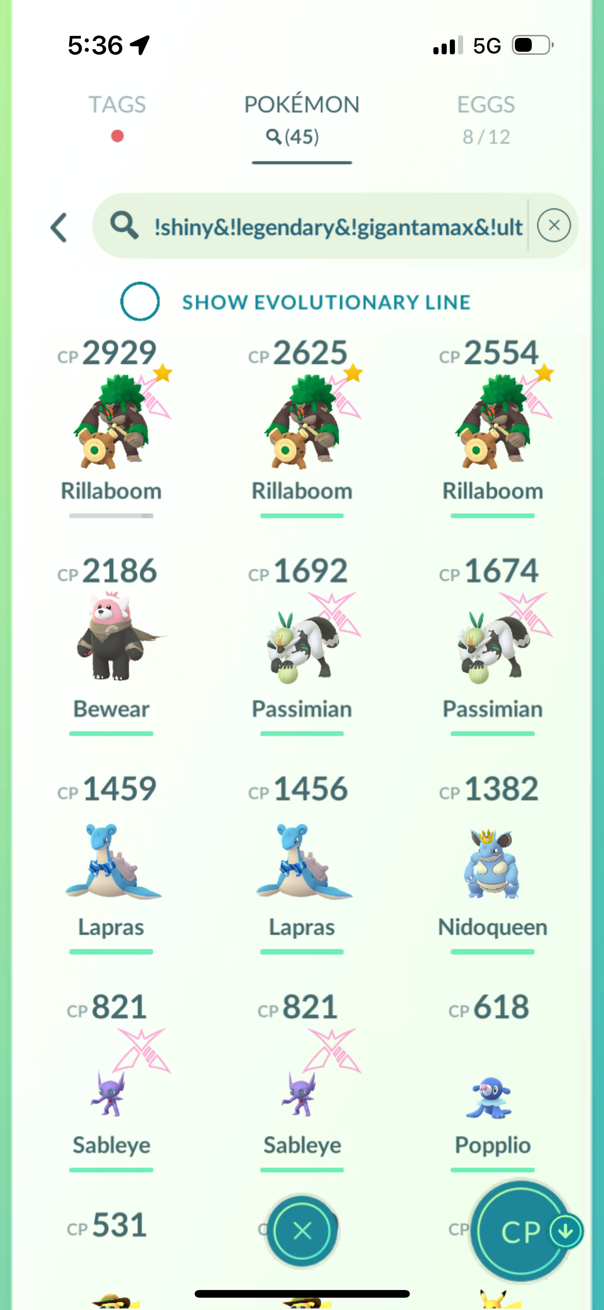 ShinyGrimmsnarl account (42 Shiny/Legendary/Gigantamax)