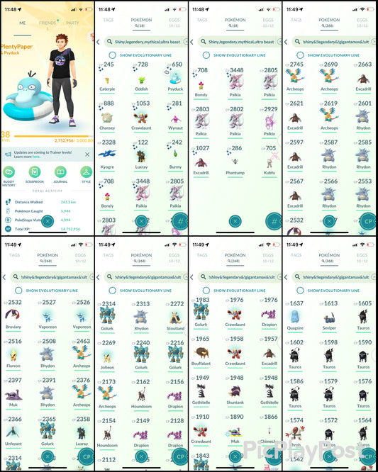 PlentyPaper account (18 Shiny/Legendary)