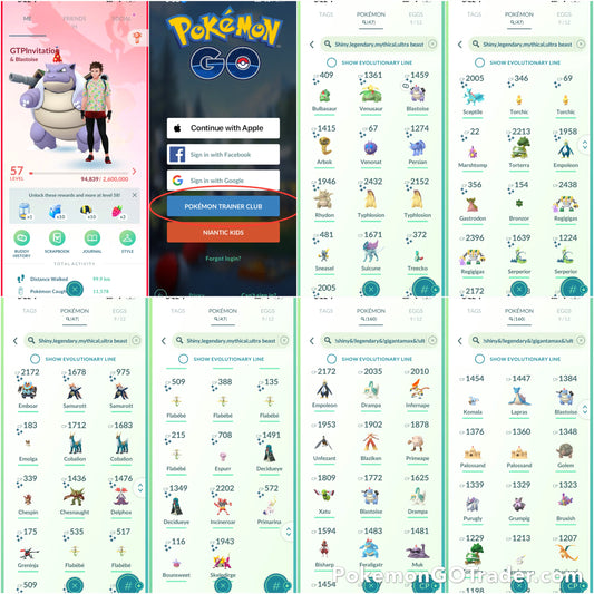 GTPInvitations account (47 Shiny/Legendary/Gigantamax + 95 friends)
