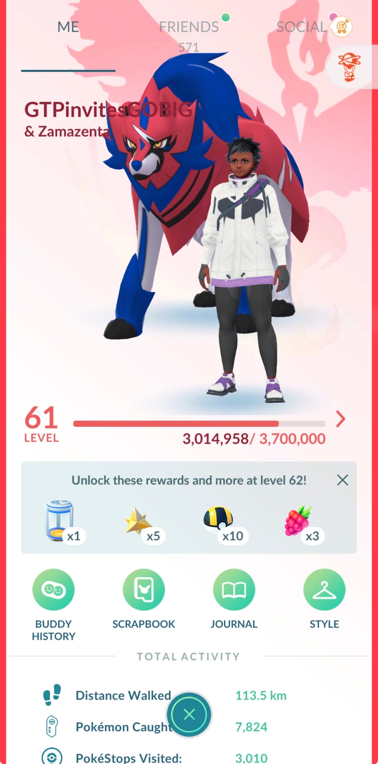 GTPInvitesGOBig account (34 Shiny/Legendary + 550 friends list)