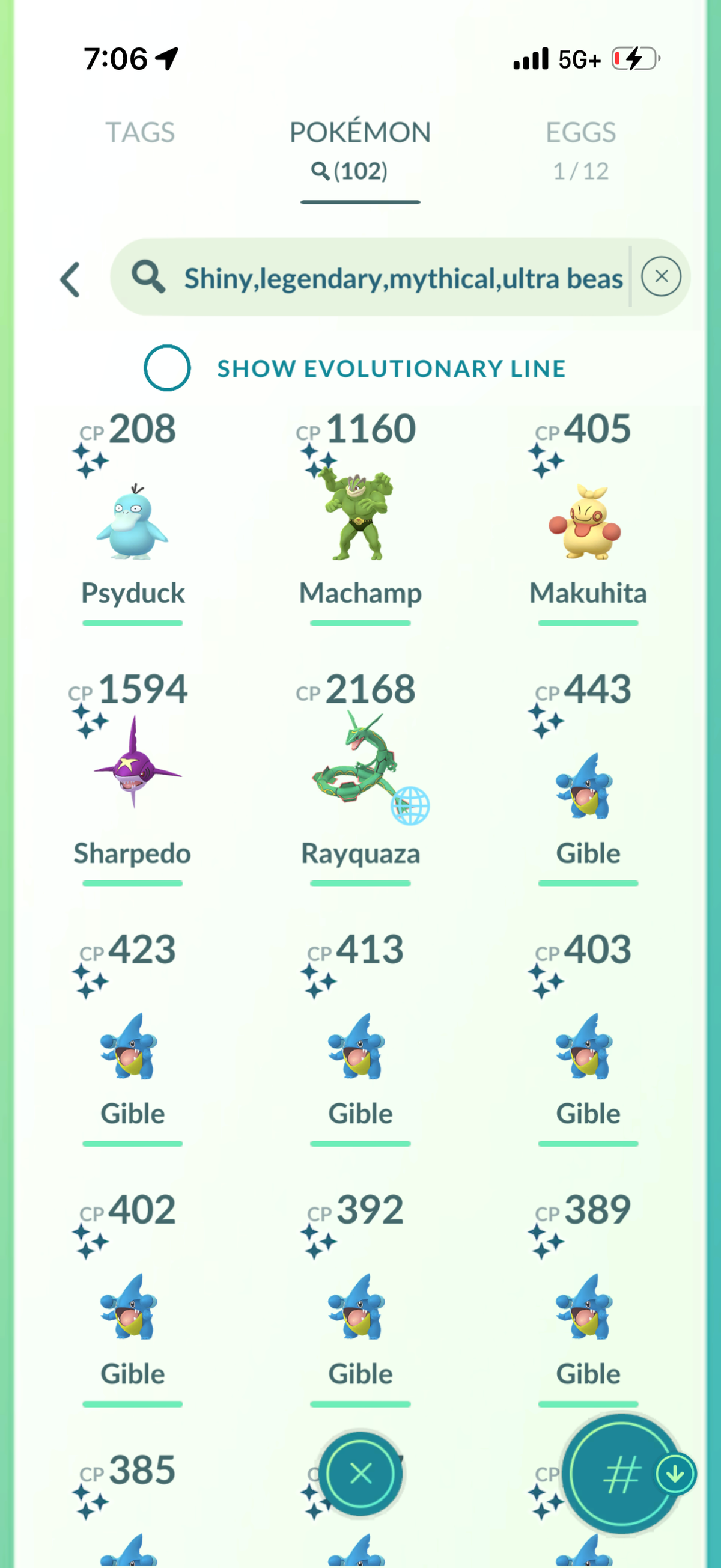 GibleHoarder account 102 Shiny/Legendary & 850k Stardust)