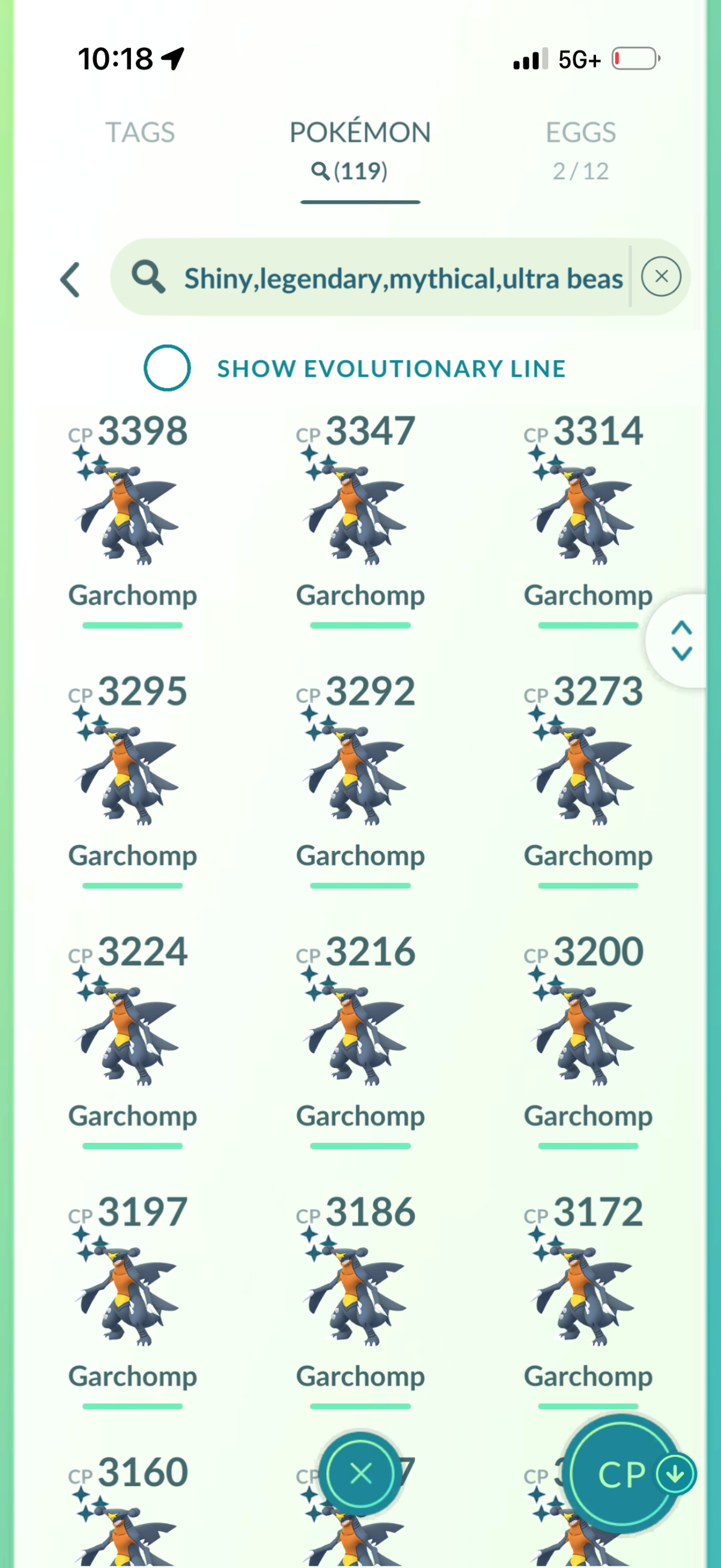 GibleSpecialist account (90 Shiny Garchomps + 27 Shiny + 1.1M Stardust)