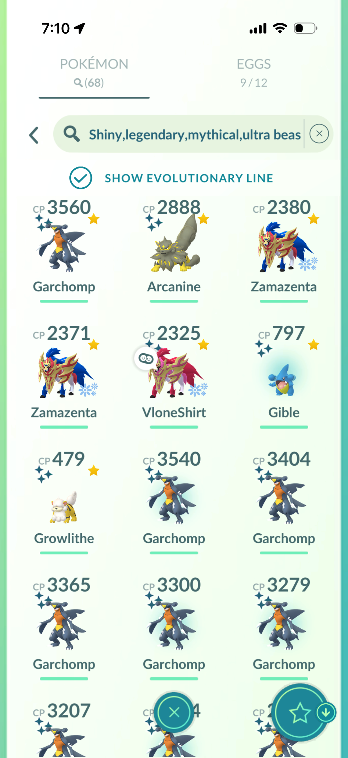 VloneShirt account 68 Shiny/Legendary & 900k Stardust