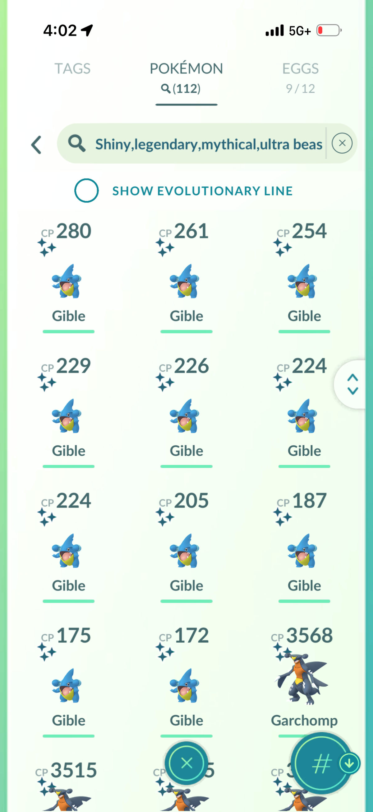 GibleHoarder account 112 Shiny/Legendary & 1.5M Stardust