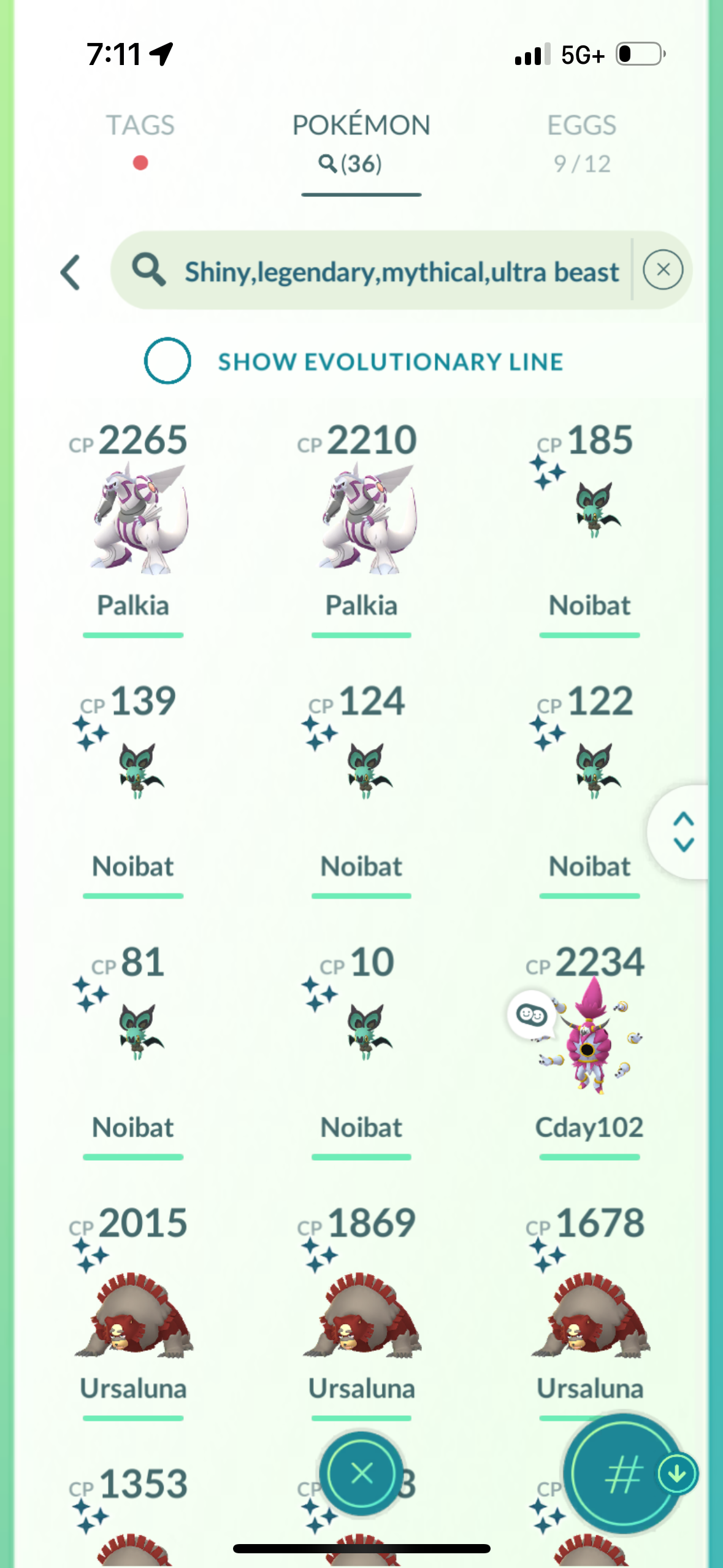 CdayV102 account (36 shiny/legendary)