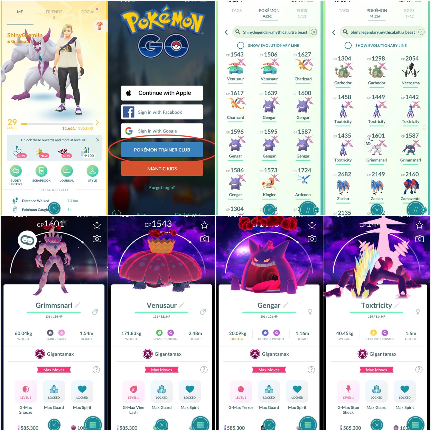 ShinyGremlin account (26 Shiny/Legendary/Gigantamax)