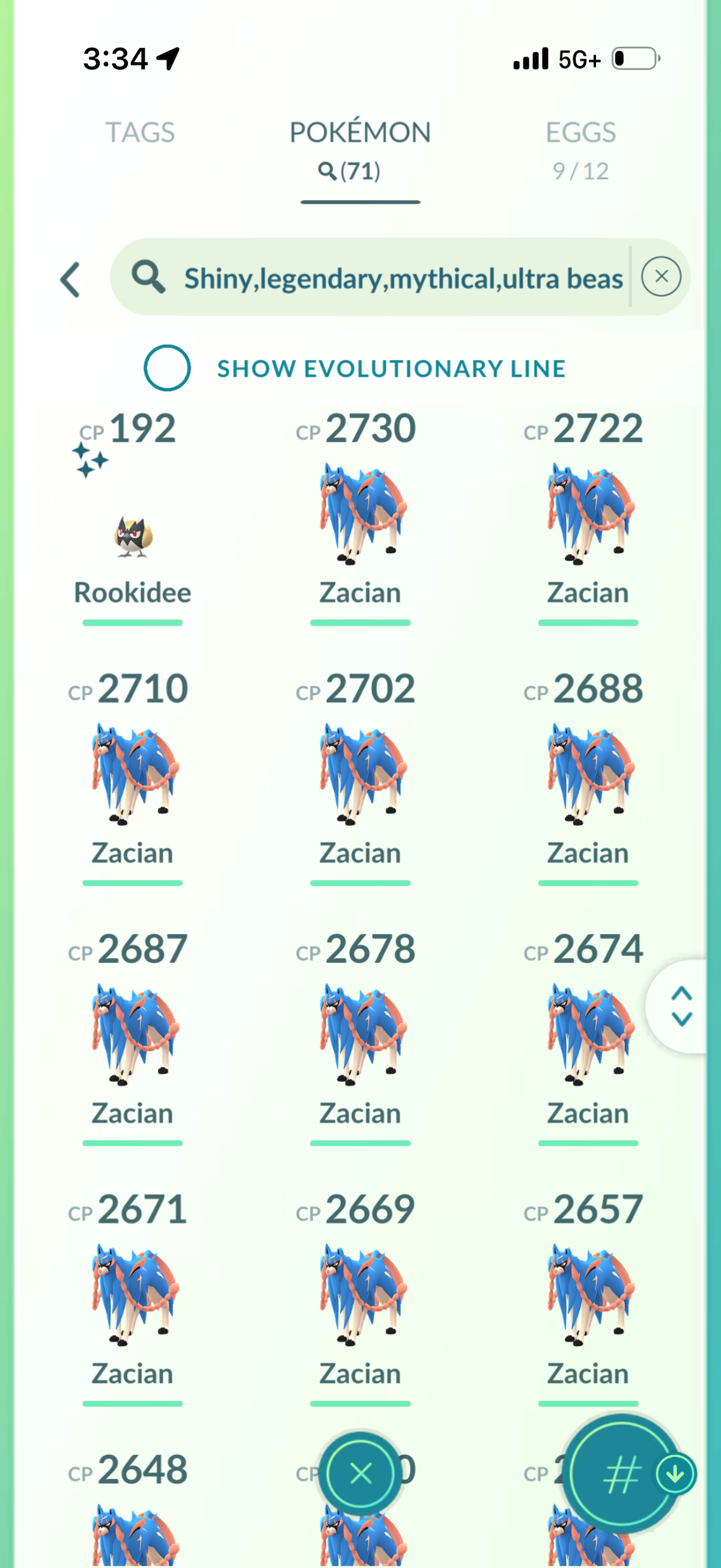 CrownedBy415 account (71 Shiny/Legendary 1.9m Stardust)