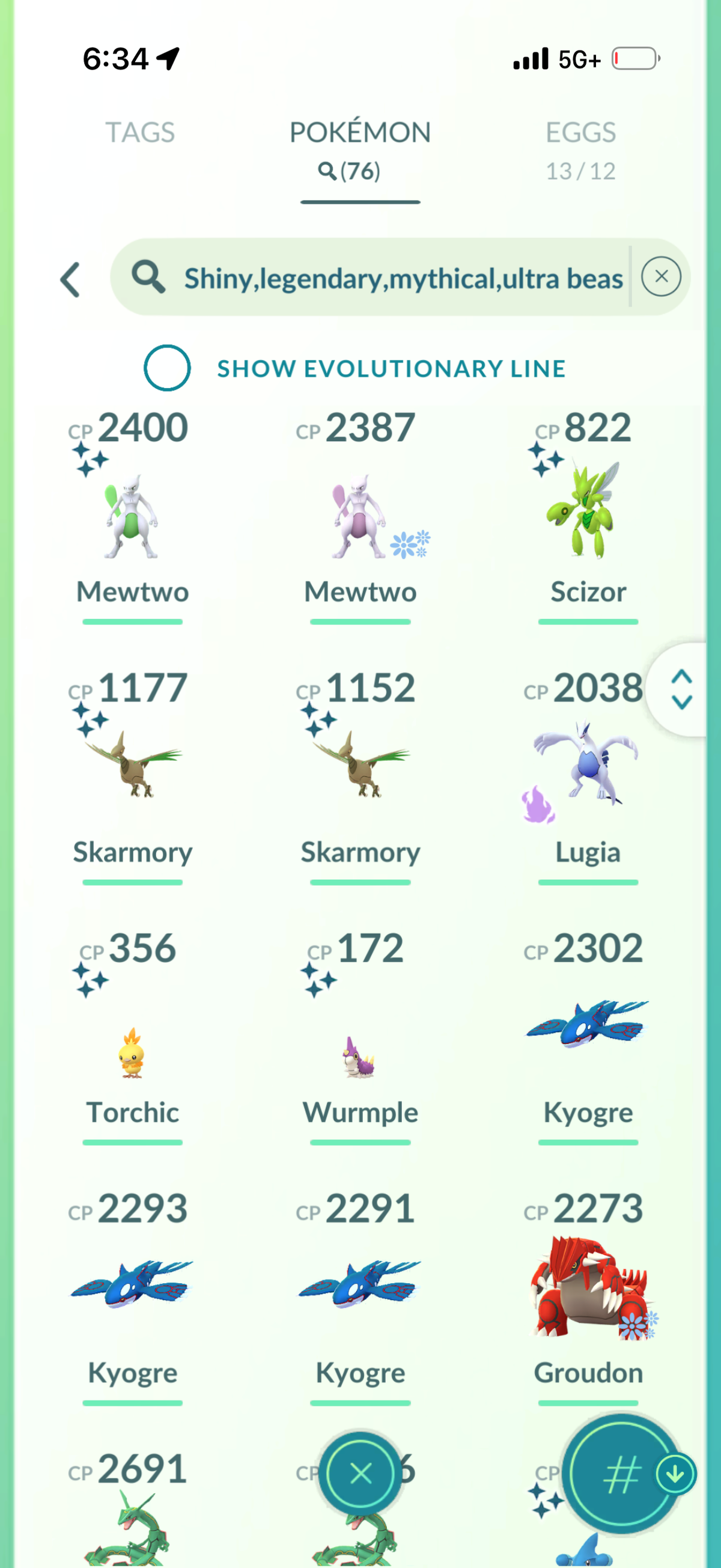 PSGMoneyline account 76 Shiny/Legendary & 1.8M Stardust