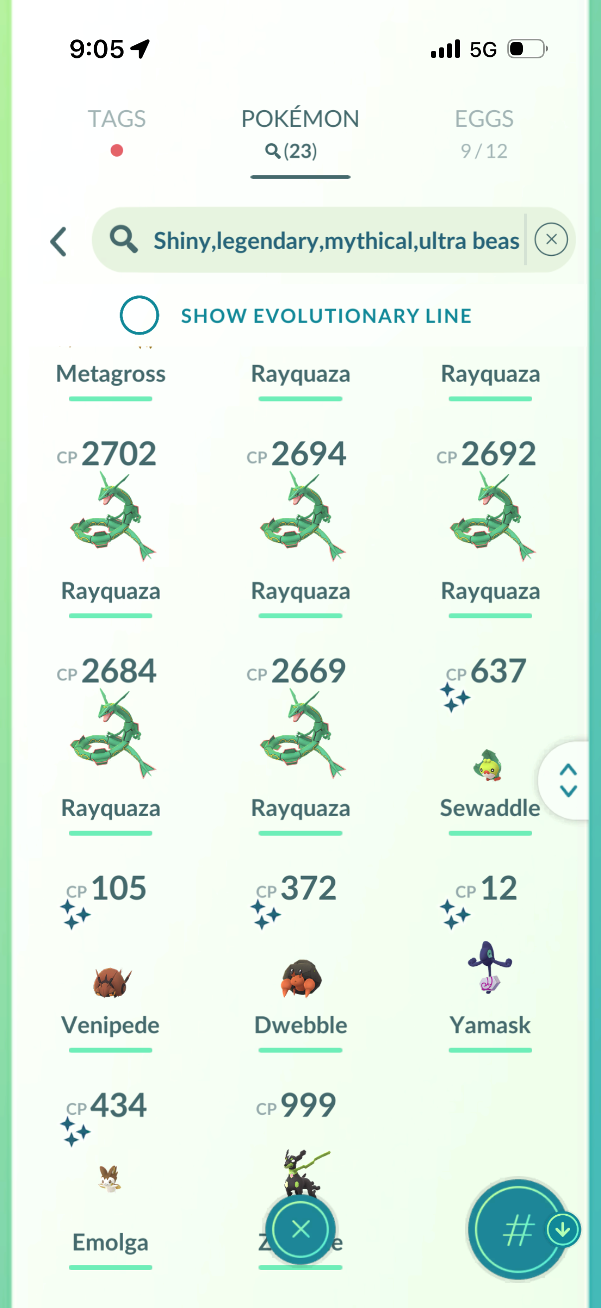 Level50Rayquaza account (23 Shiny/Legendary)
