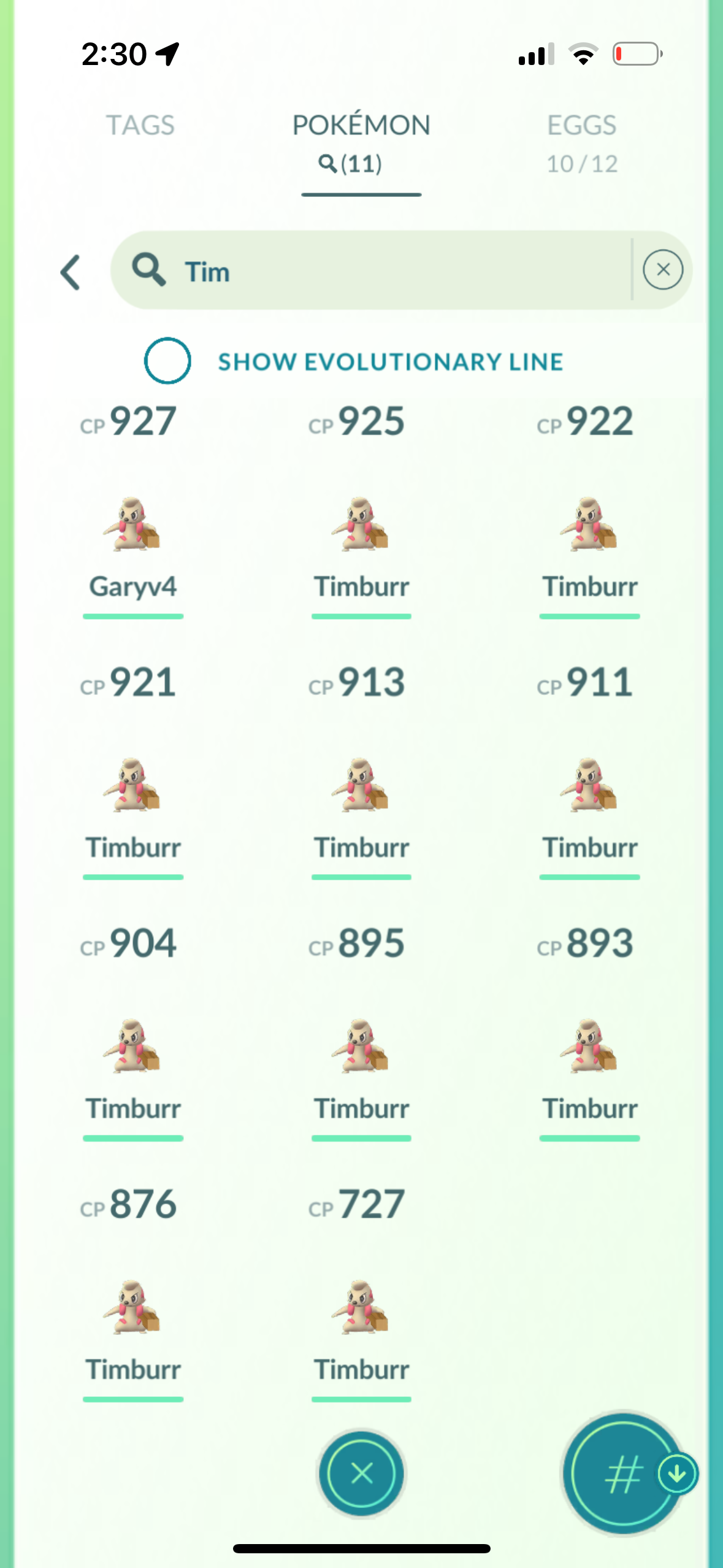 11 Timburr trades (caught in 2020 from raids)