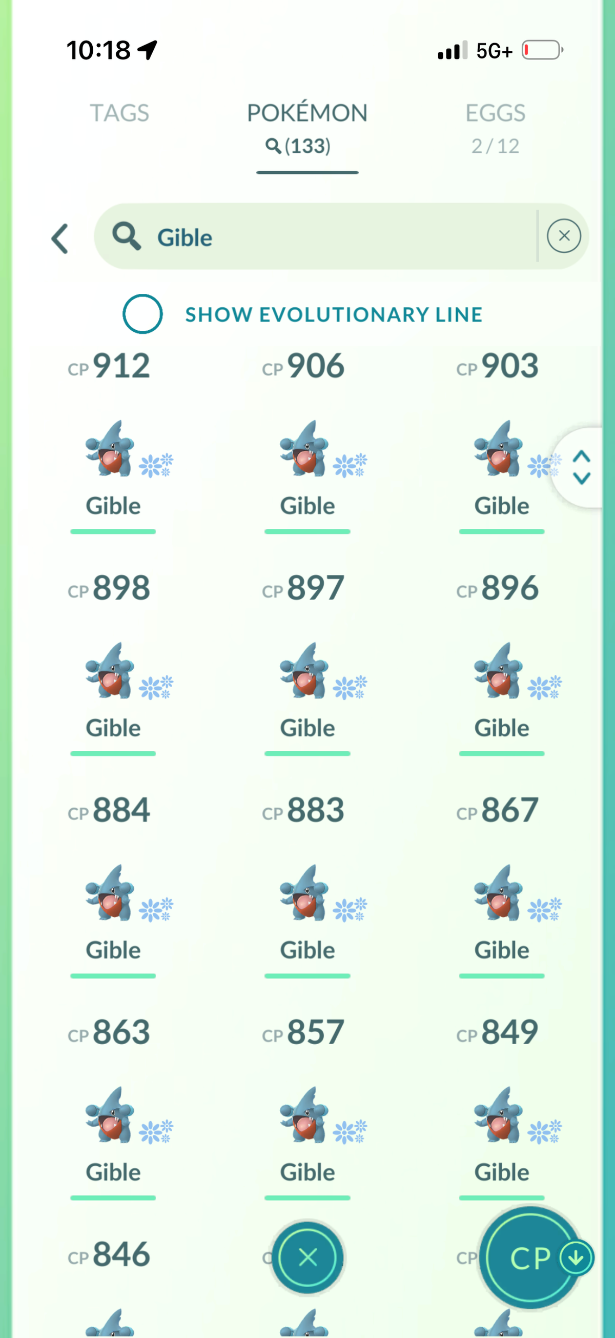 GibleSpecialist account (90 Shiny Garchomps + 27 Shiny + 1.1M Stardust)