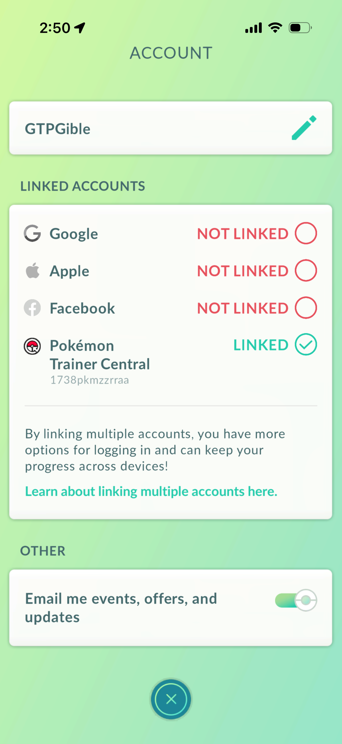 GTPGible account (72 Legendary/Shiny & 1.1m Stardust