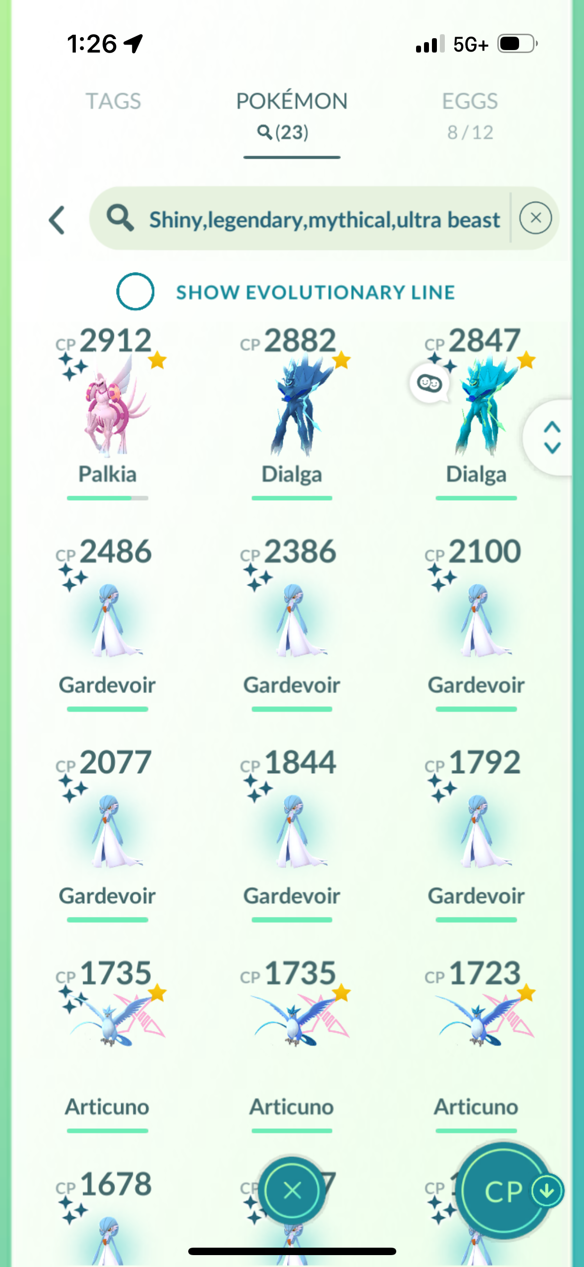 PalkiaAndDialga account (27 Shiny/Legendary/Gigantamax)