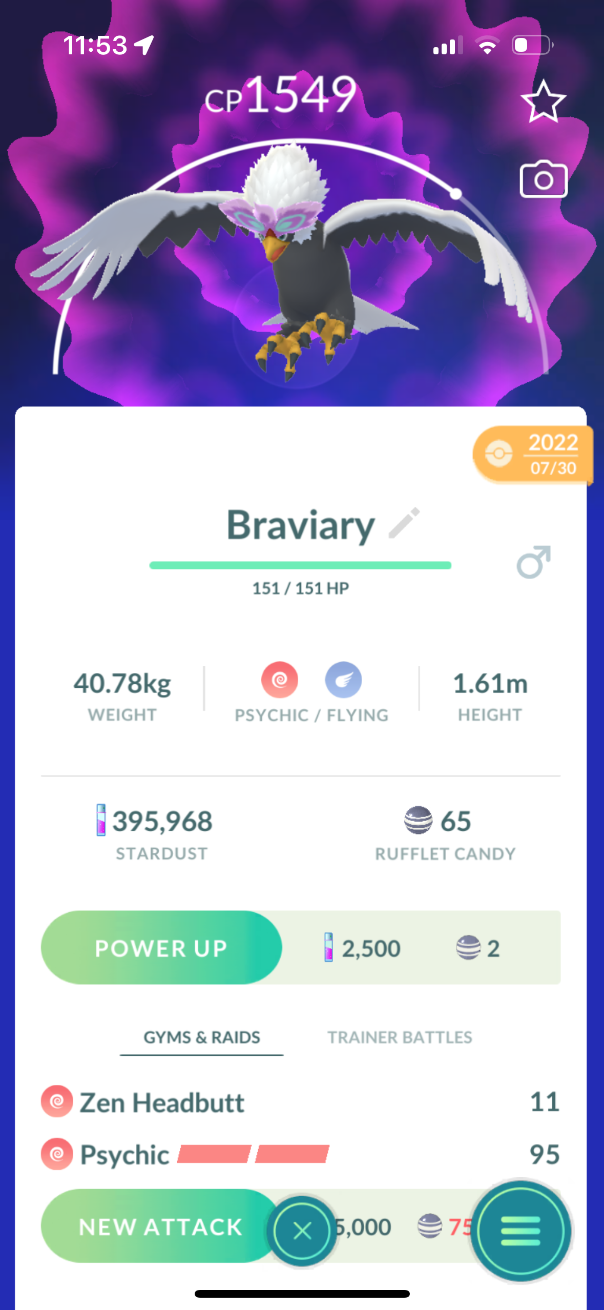 Hisuian Braviary (caught in 2022)