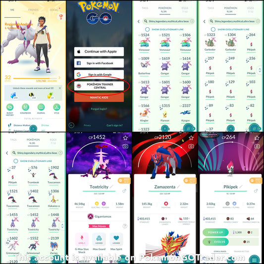 RegionalsAndrew account (39 Shiny/Legendary/Gigantamax)