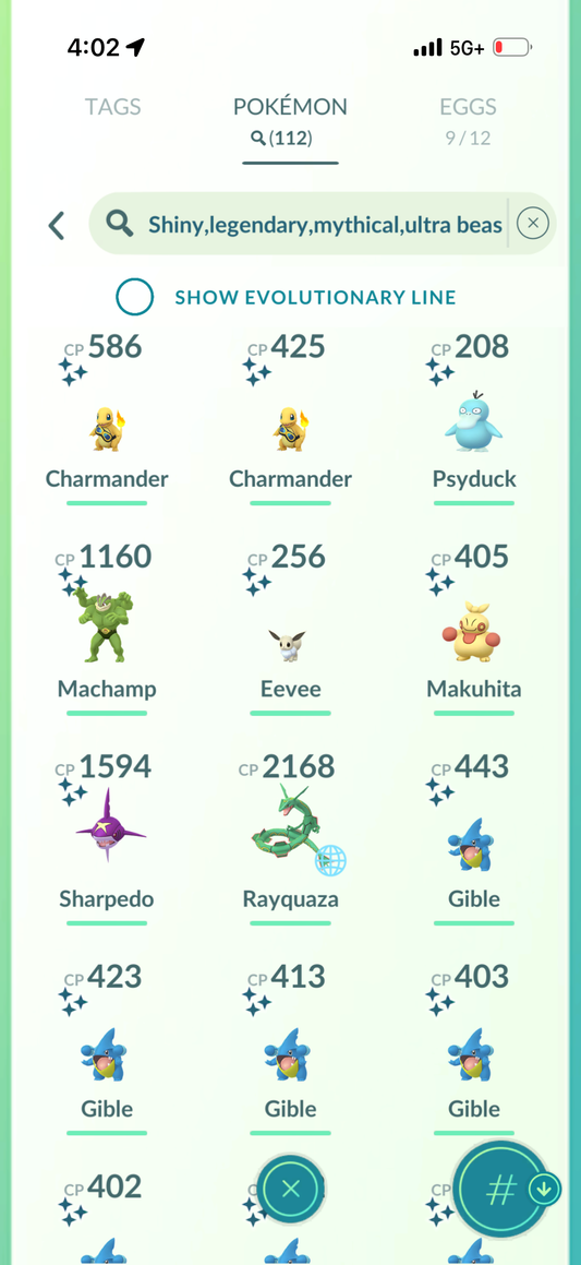 GibleHoarder account 112 Shiny/Legendary & 1.5M Stardust