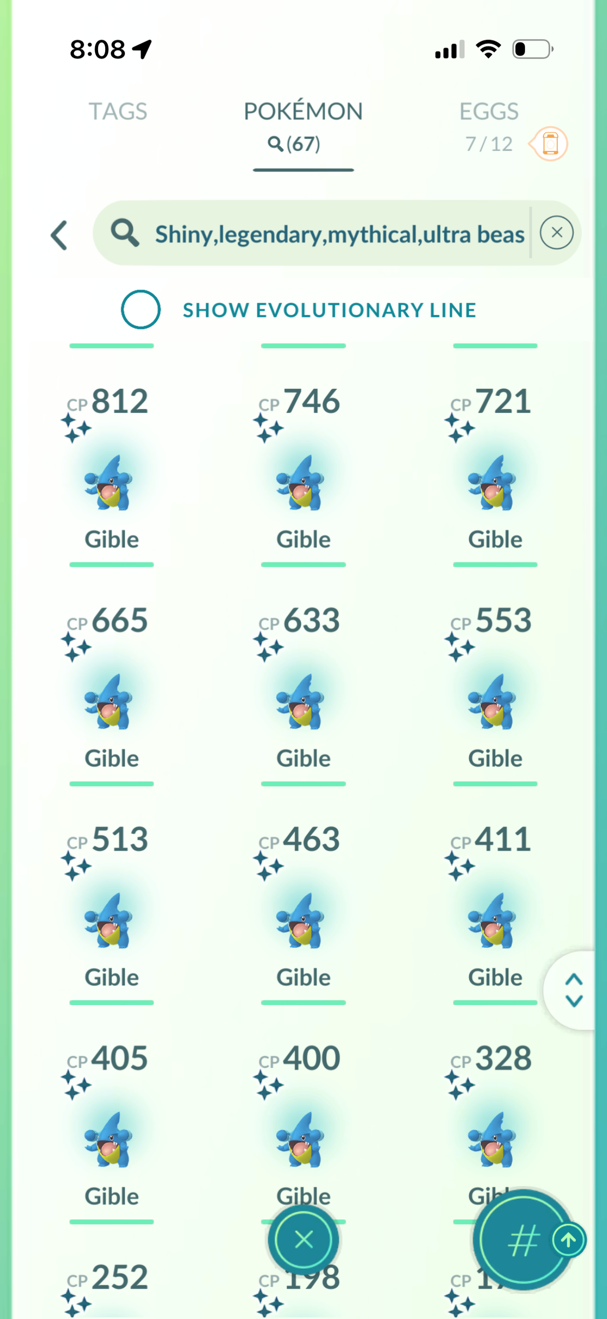 PalkiaSpacial account (67 Shiny/Legendary 1759 Gible Candies 350k Stardust)