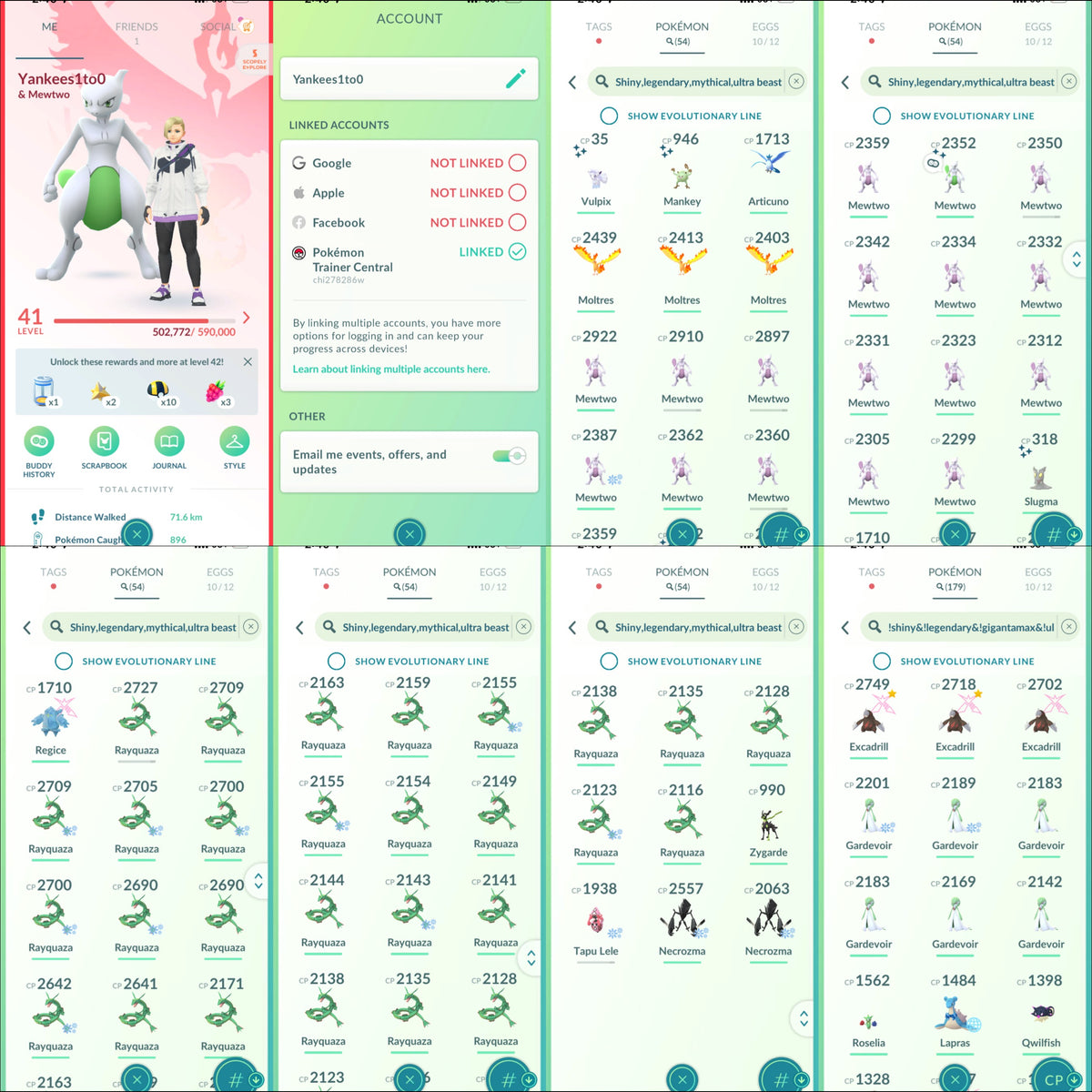 Yankees1to0 account 54 Shiny/Legendary & 245k Stardust