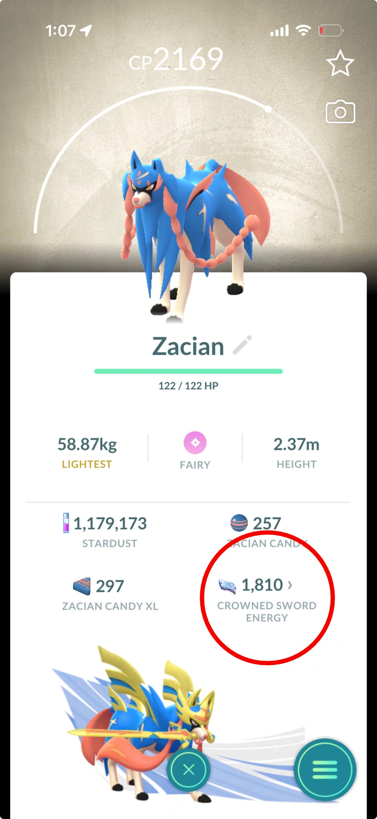 FullPowerZacian account (58 Shiny/Legendary)