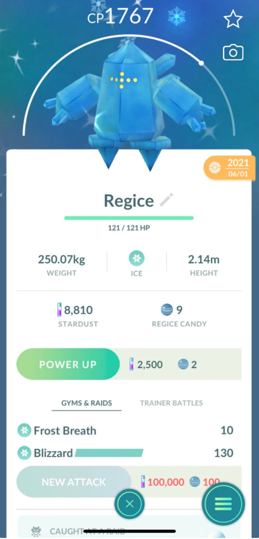 Shiny Regice trade or account