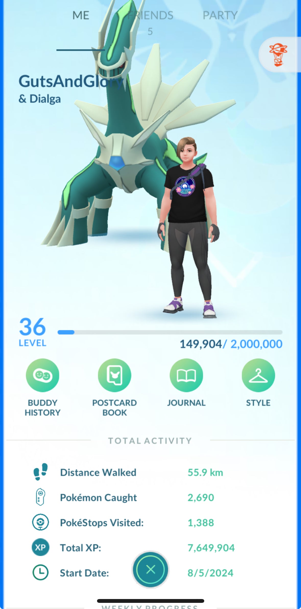 GutsAndGlory account (14 shiny/legendary)