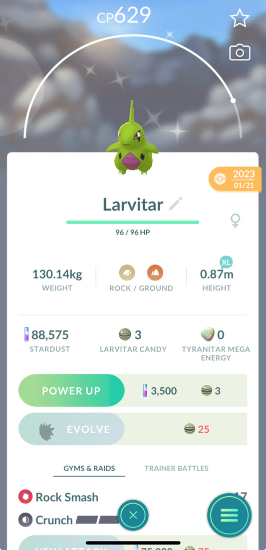 Shiny Larvitar trade or account