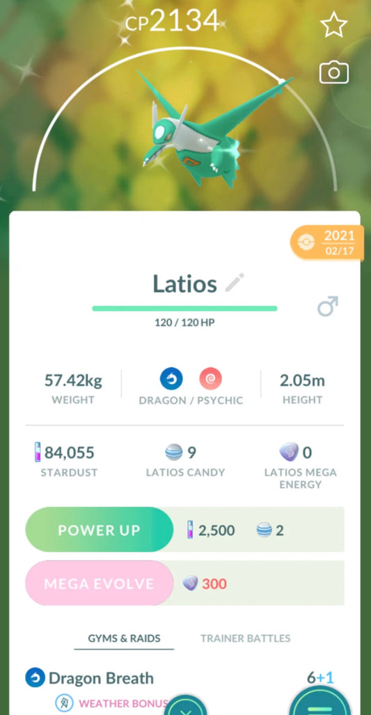 Shiny Latios trade or account