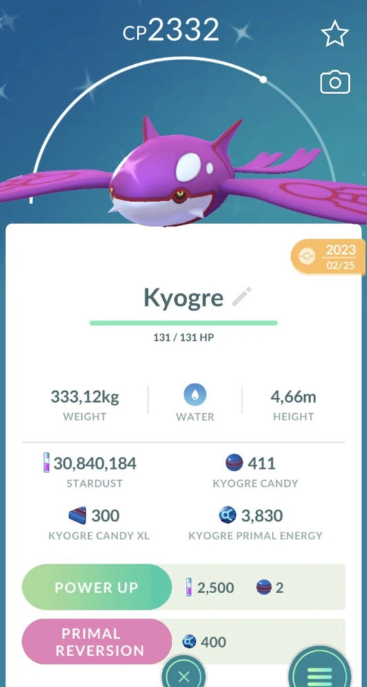 Shiny Kyogre trade or account